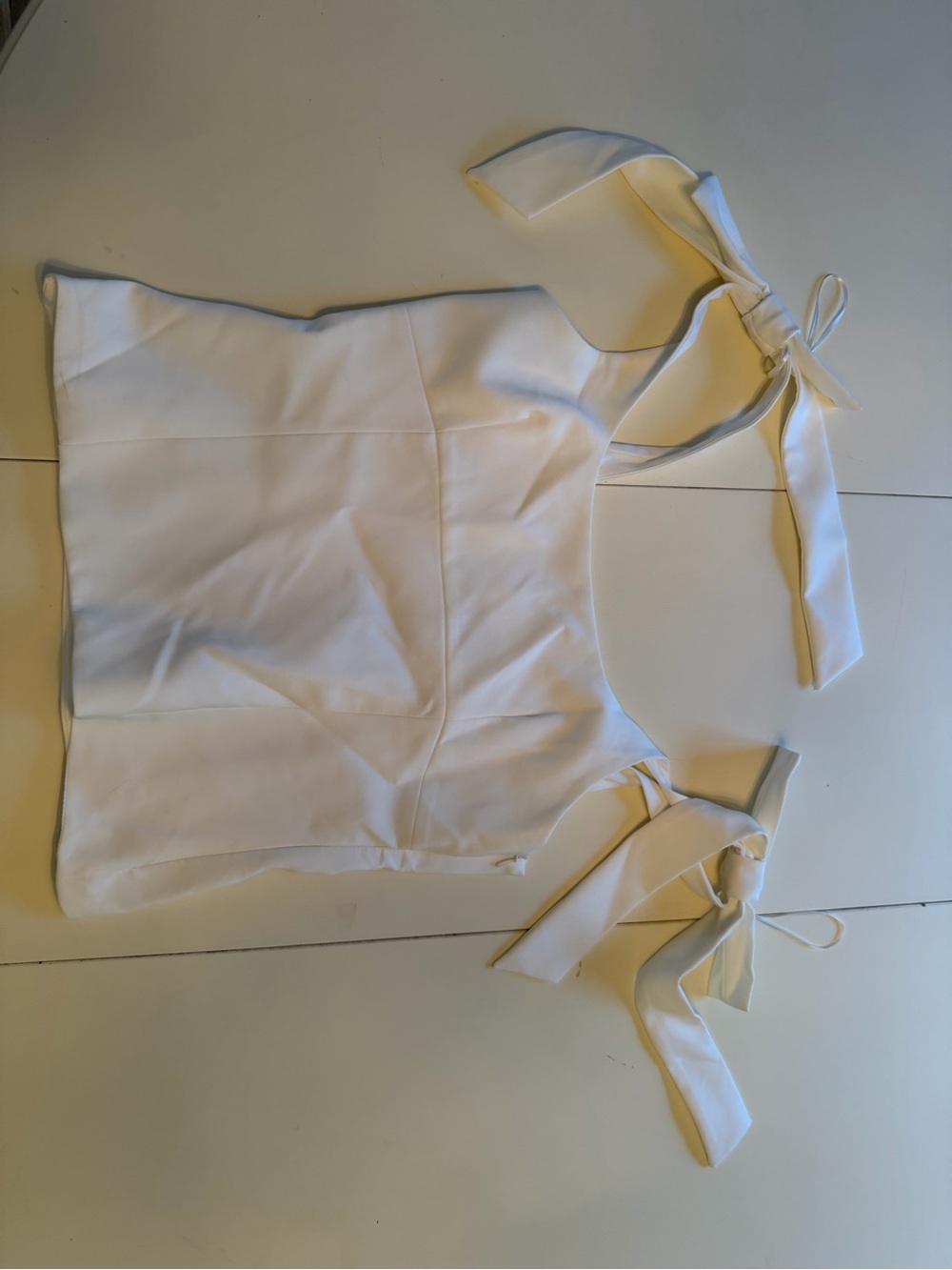 Zara NWT White Bow Tie Strap Tank Top Sz Large Viral - Picture 5 of 10